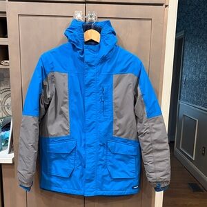 Lands' End Bright Blue and Gray Hooded Winter Jacket